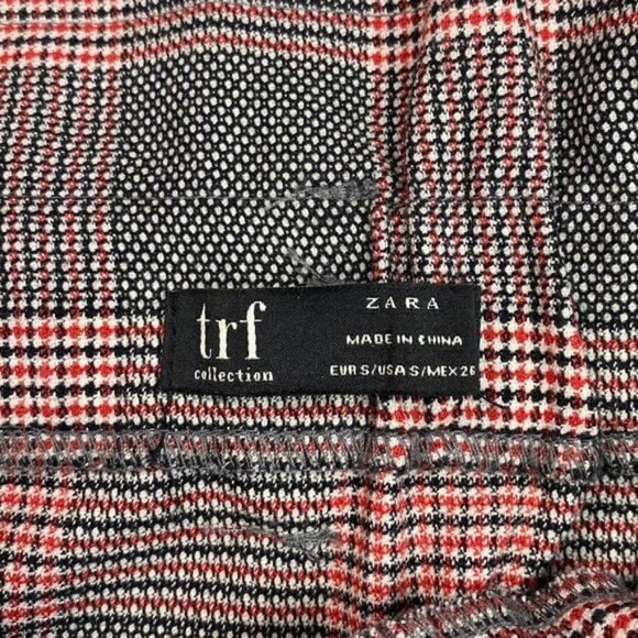 ZARA Trafaluc Plaid Paperbag Belted Mini Skirt Sz Small - Picture 5 of 6